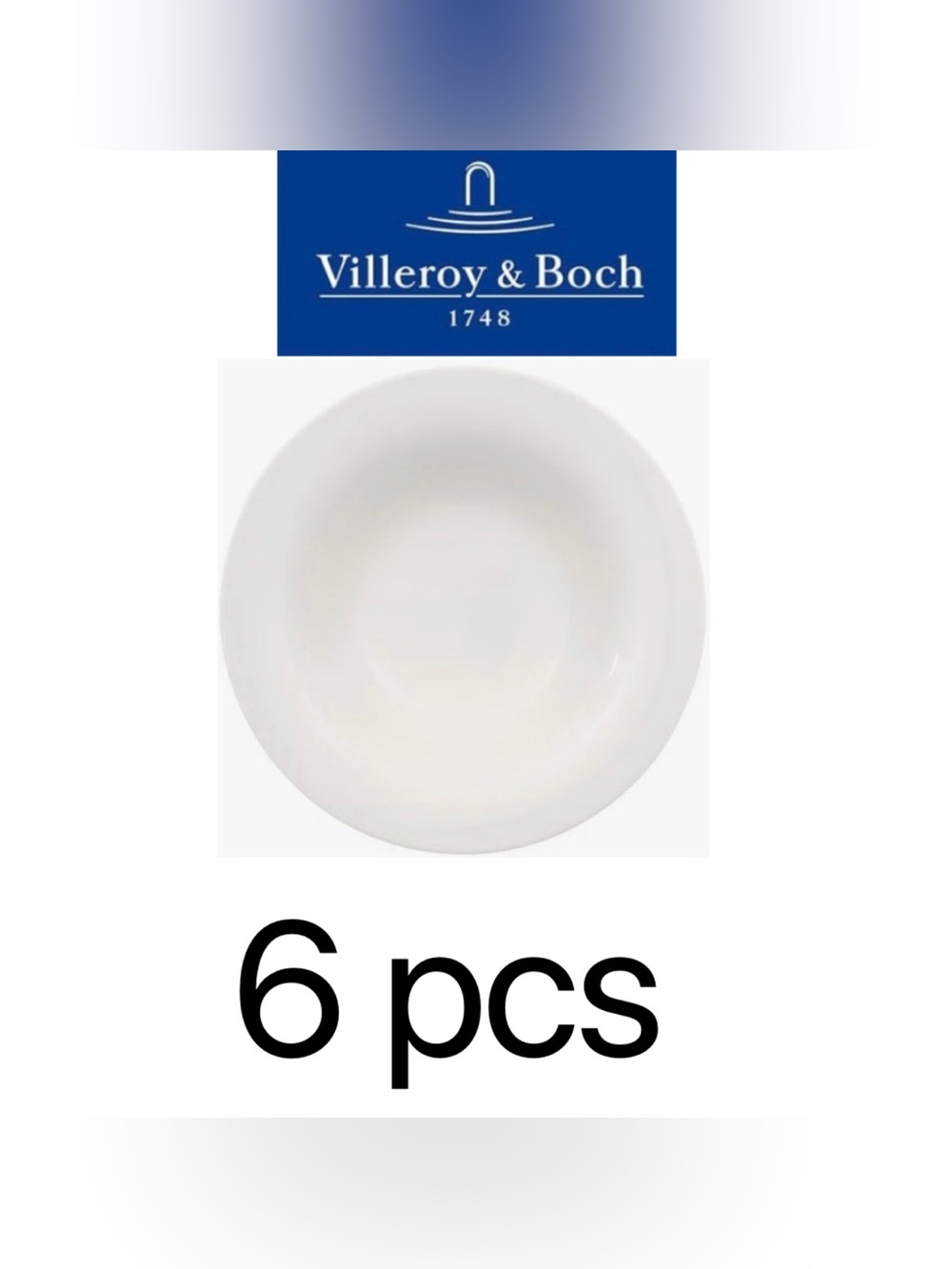Set of 6 Villeroy & Boch New Cottage Basic 9.25" Rim Soup Plate , porcelain